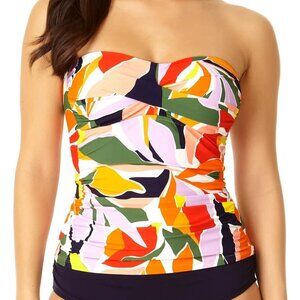 Anne Cole Palm Party Twist Front Bandeaukini Swim Top M